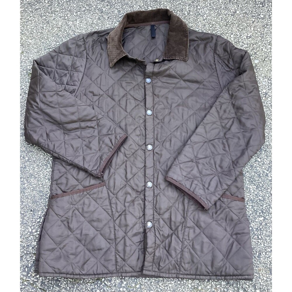 Barbour Liddesdale Quilted Jacket Mens Large Brown Insulated Pockets Made In UK